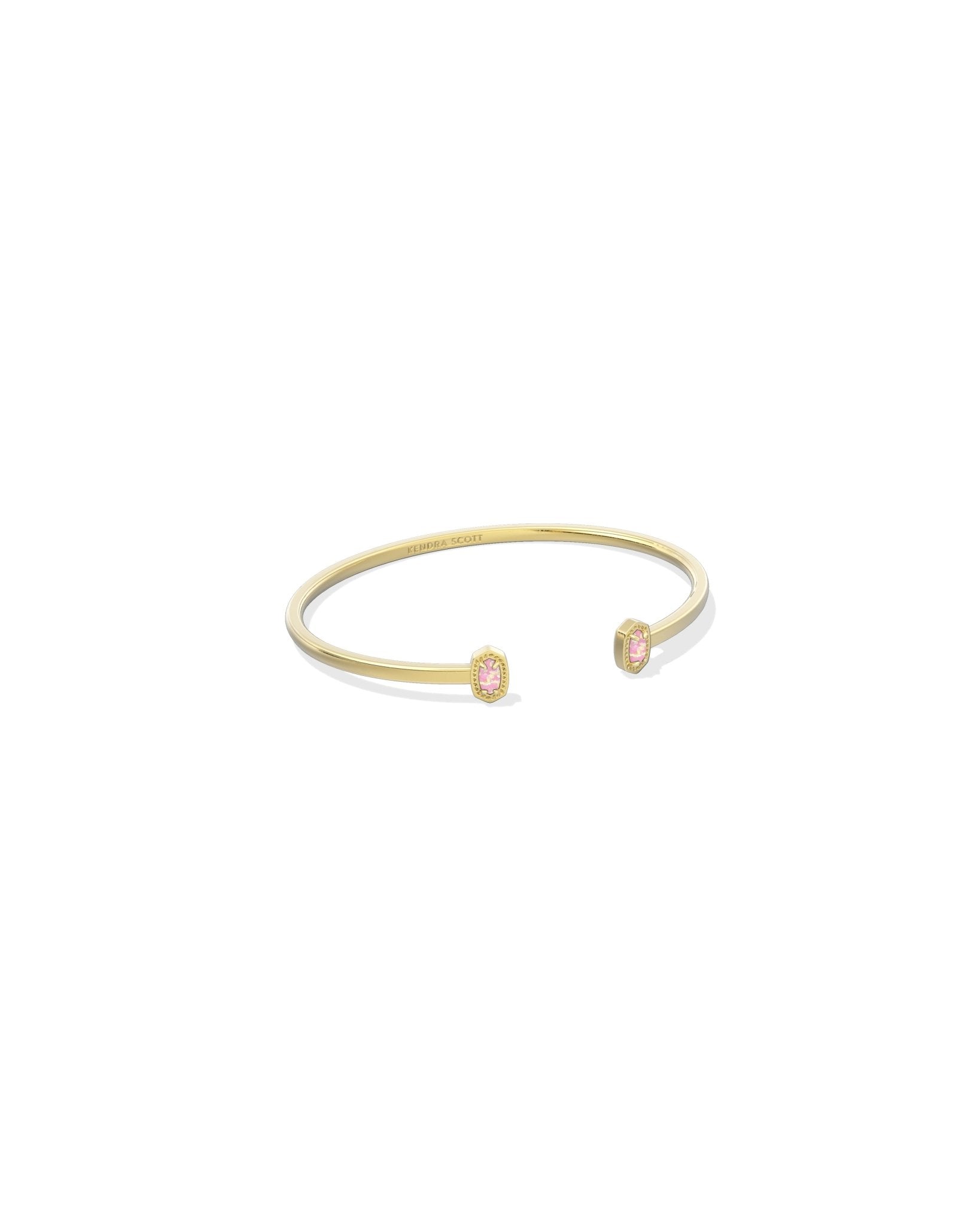MINI ELTON CUFF BRACELETGOLD LIGHT PINK LAB GROWN OPAL S/M - She Chester