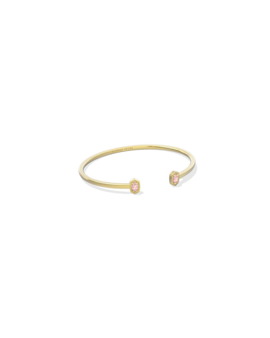 MINI ELTON CUFF BRACELETGOLD LIGHT PINK LAB GROWN OPAL S/M - She Chester