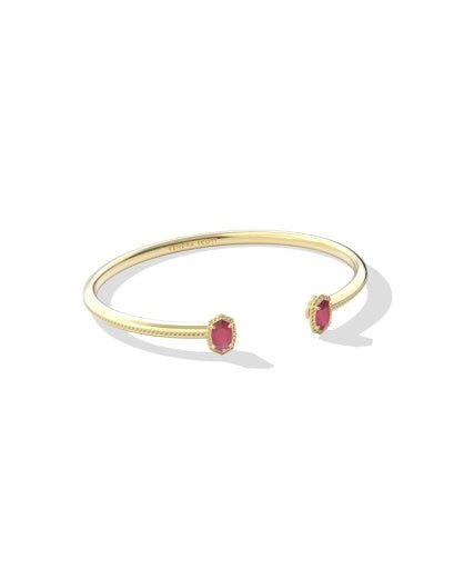 Mini Elton Luxe Cuff Bracelet - Gold Burgundy Crystal - She Chester