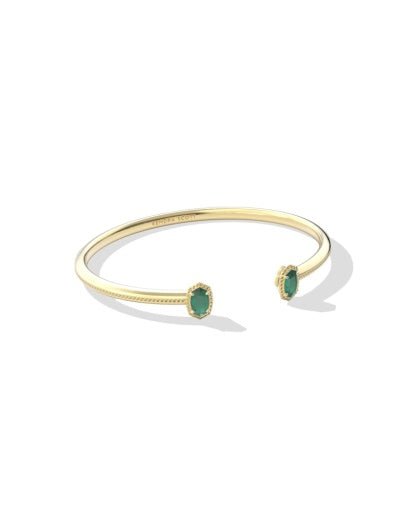 Mini Elton Luxe Cuff Bracelet - Gold Dark Green Crystal - She Chester