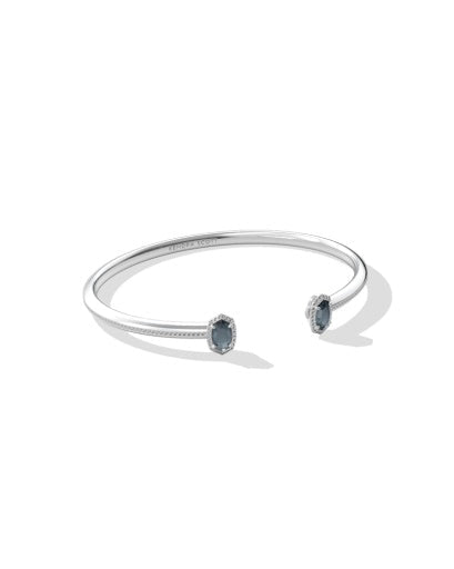 Mini Elton Luxe Cuff Bracelet - Silver Steel Blue Crystal - She Chester
