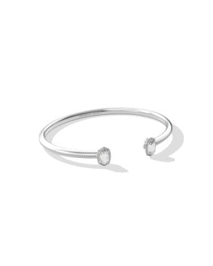 MINI ELTON LUXE CUFF BRACELET - SILVER WHITE CZ - She Chester