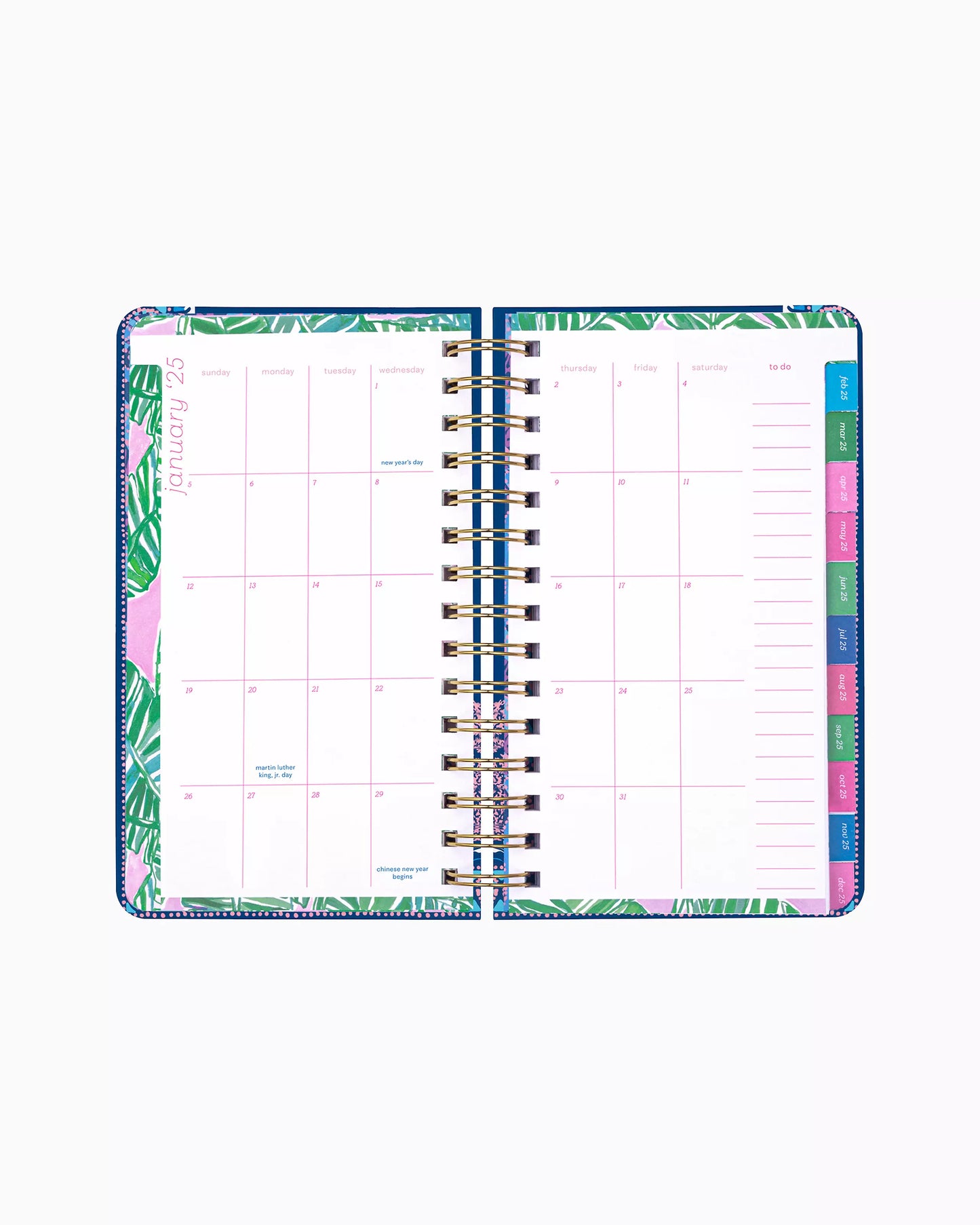 2024-2025 17 Month Medium Agenda - Roxie Pink Wave N Sea