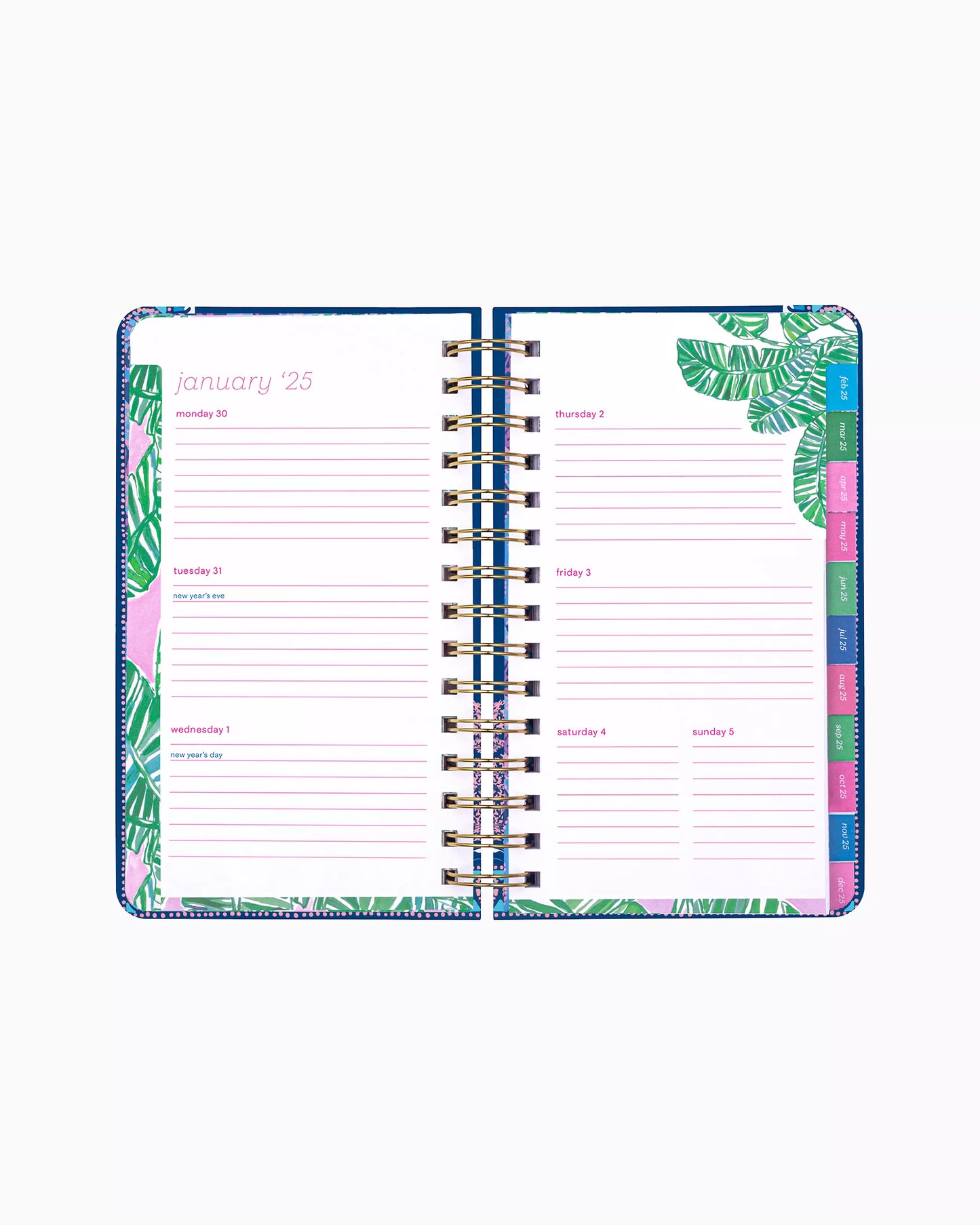 2024-2025 17 Month Medium Agenda - Roxie Pink Wave N Sea