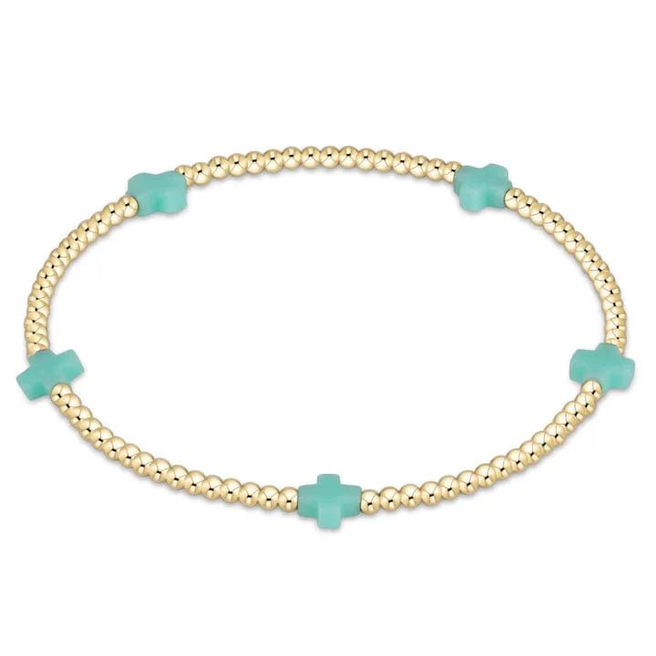 Mint Small Signature Cross Gold Pattern 2mm Bracelet - She Chester