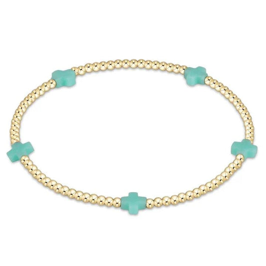 Mint Small Signature Cross Gold Pattern 2mm Bracelet - She Chester