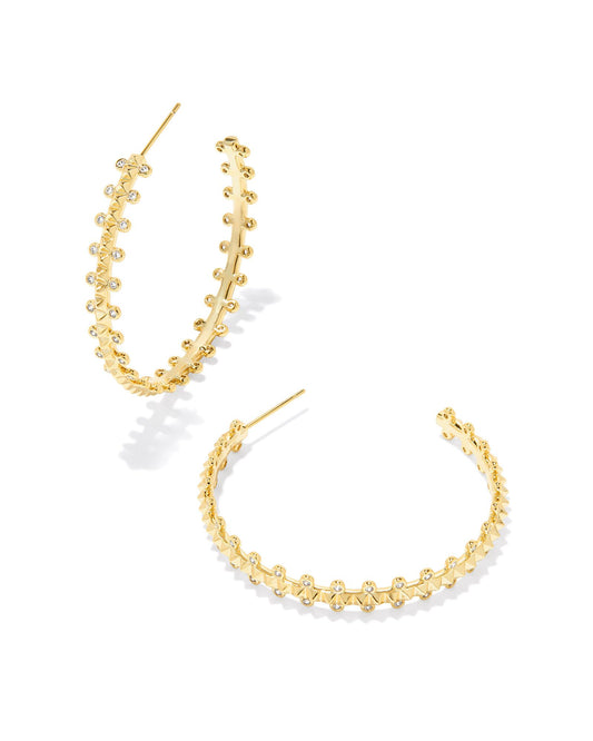 Jada Hoop Earrings Gold White Crystal
