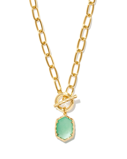 Daphne Link Chain Necklace Gold Light Green MOP