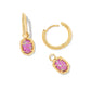 DAPHNE FRAMED HUGGIE EARRINGS IN GOLD MAGENTA KYOCERA OPAL