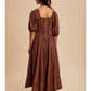 Mocha Cotton Square Neck Maxi Dress - She Chester