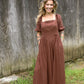 Mocha Cotton Square Neck Maxi Dress - She Chester
