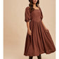 Mocha Cotton Square Neck Maxi Dress - She Chester