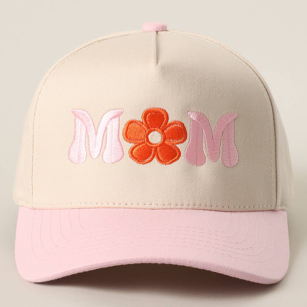 MOM FLOWER Embroidery Two - Tone Trucker Hat: LEOPARD - She Chester