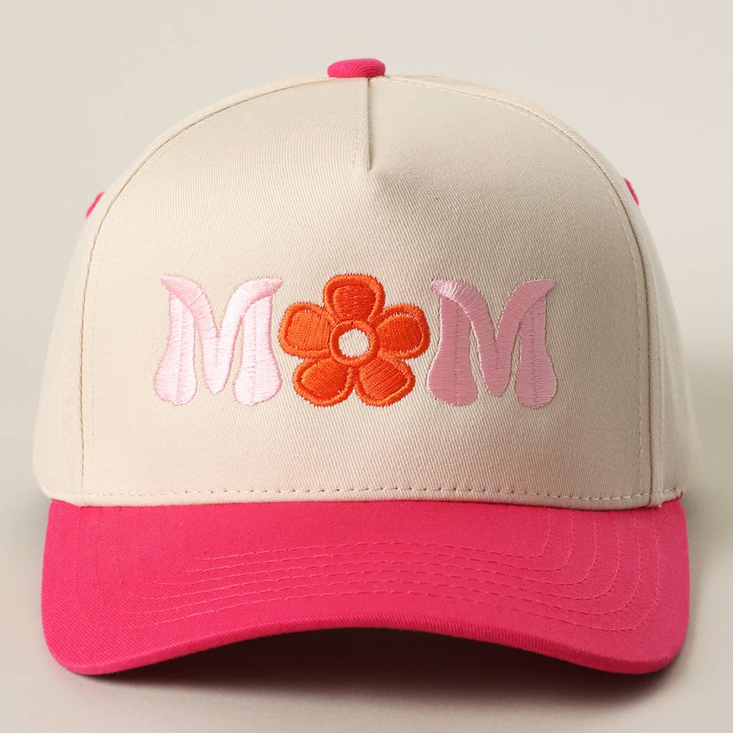 MOM FLOWER Embroidery Two - Tone Trucker Hat: LEOPARD - She Chester