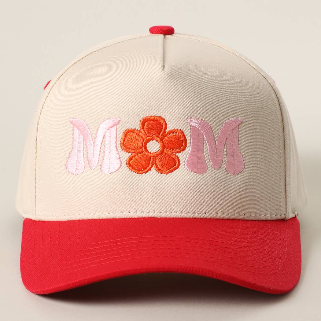 MOM FLOWER Embroidery Two - Tone Trucker Hat: LEOPARD - She Chester