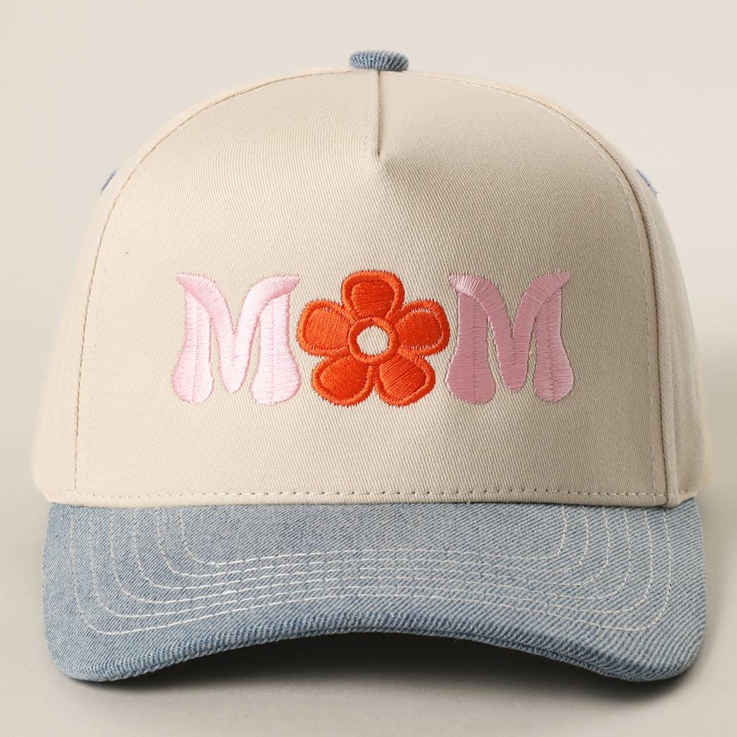 MOM FLOWER Embroidery Two - Tone Trucker Hat: LEOPARD - She Chester