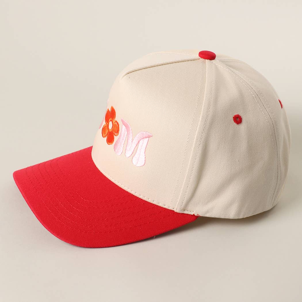 MOM FLOWER Embroidery Two - Tone Trucker Hat: LEOPARD - She Chester