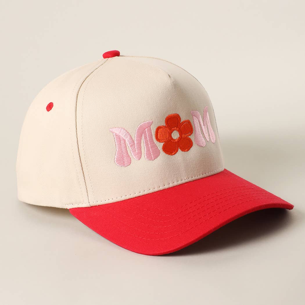 MOM FLOWER Embroidery Two - Tone Trucker Hat: LEOPARD - She Chester