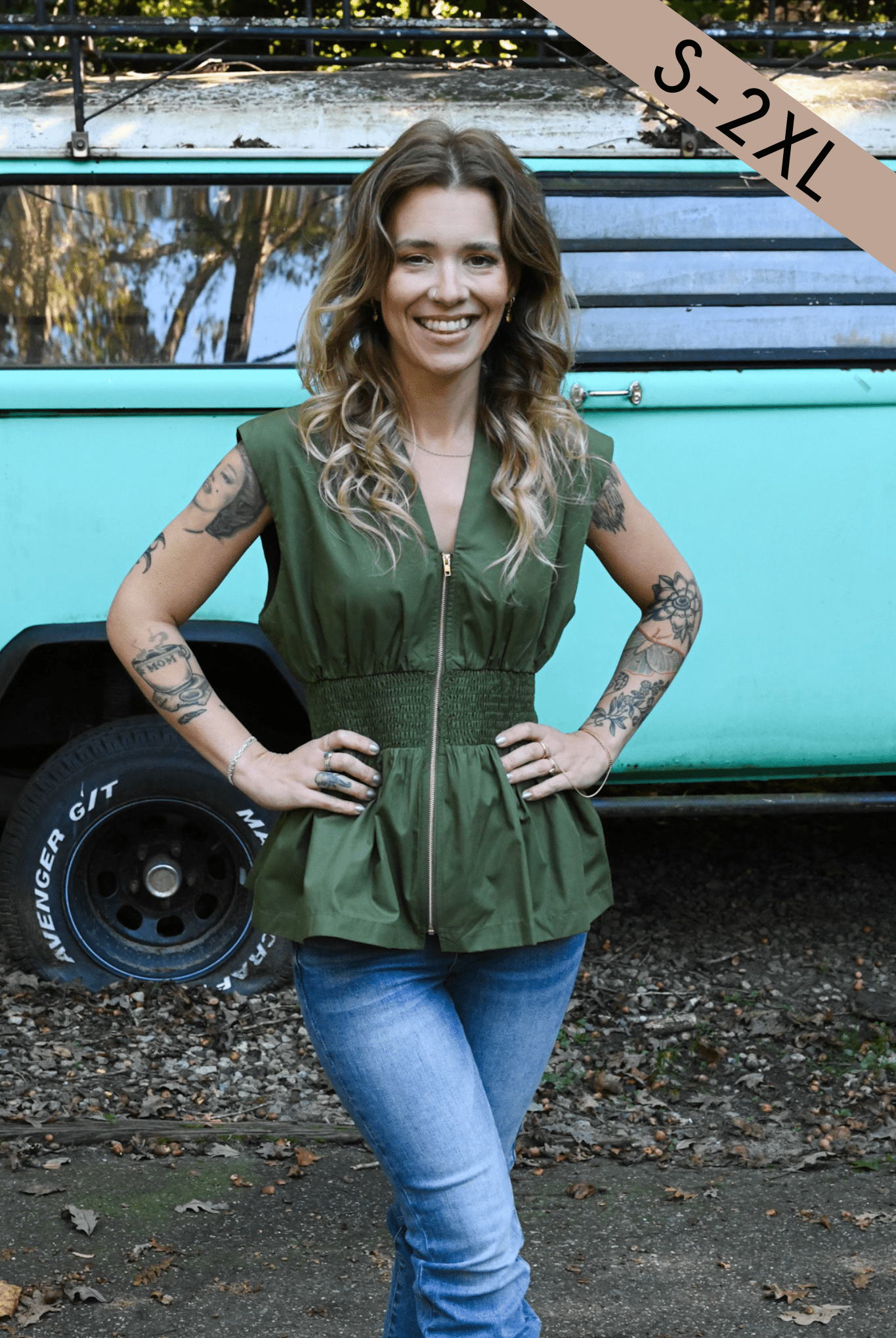 Monica Olive Zip Top - She Chester