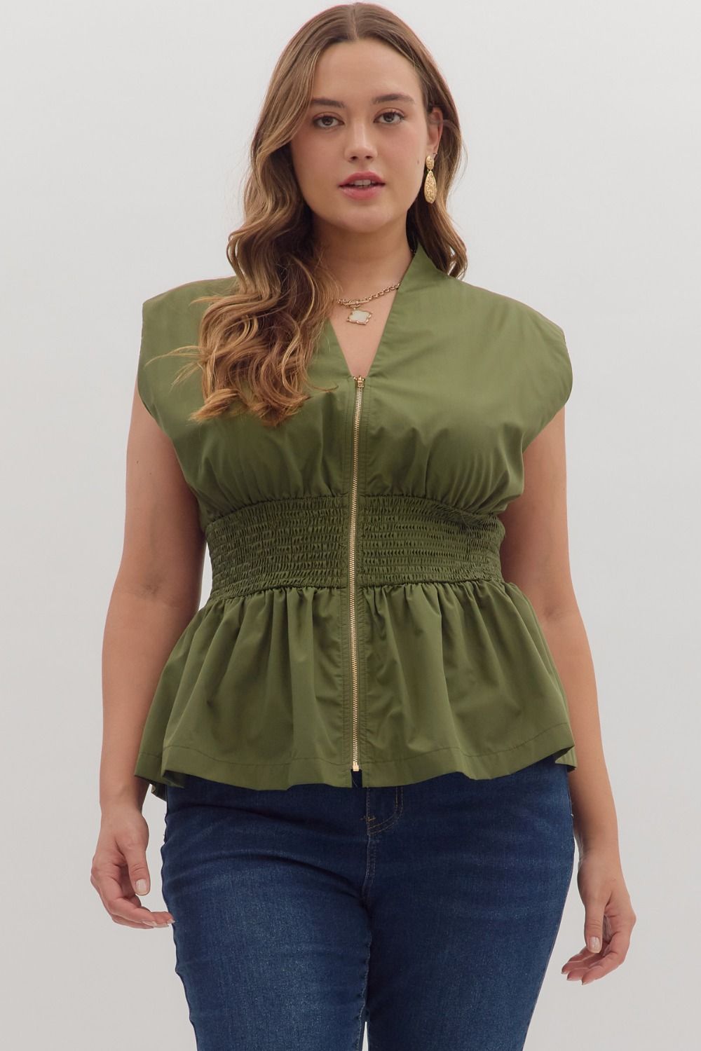 Monica Olive Zip Top - She Chester