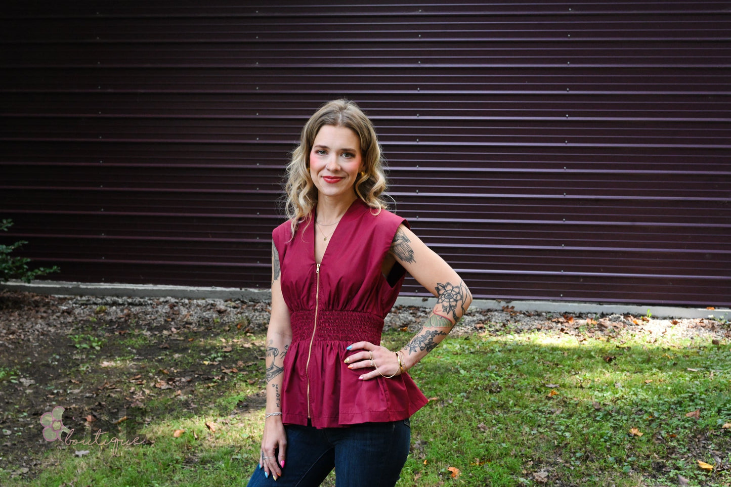 Monica Wine Zip Top - She Chester