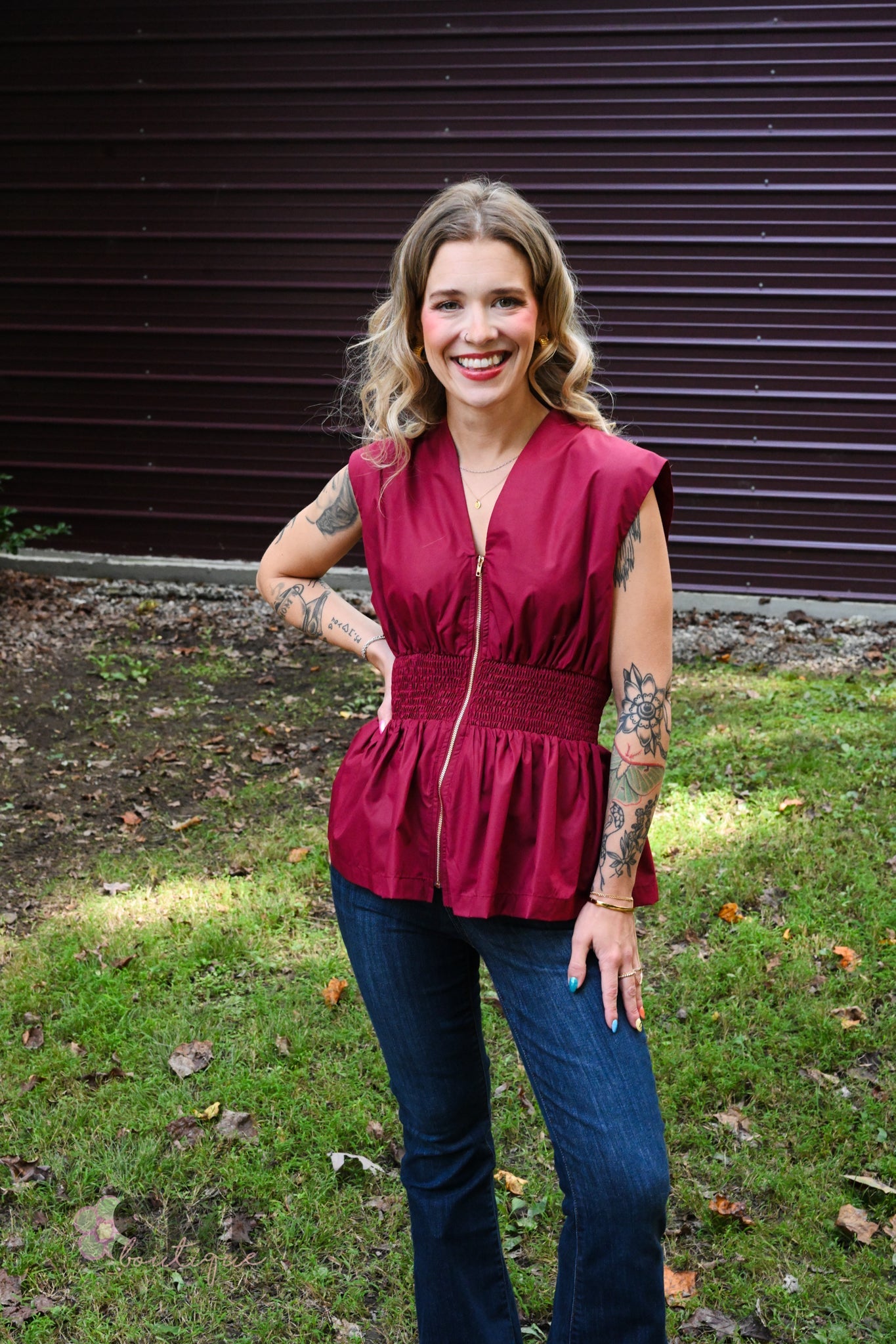 Monica Wine Zip Top - She Chester