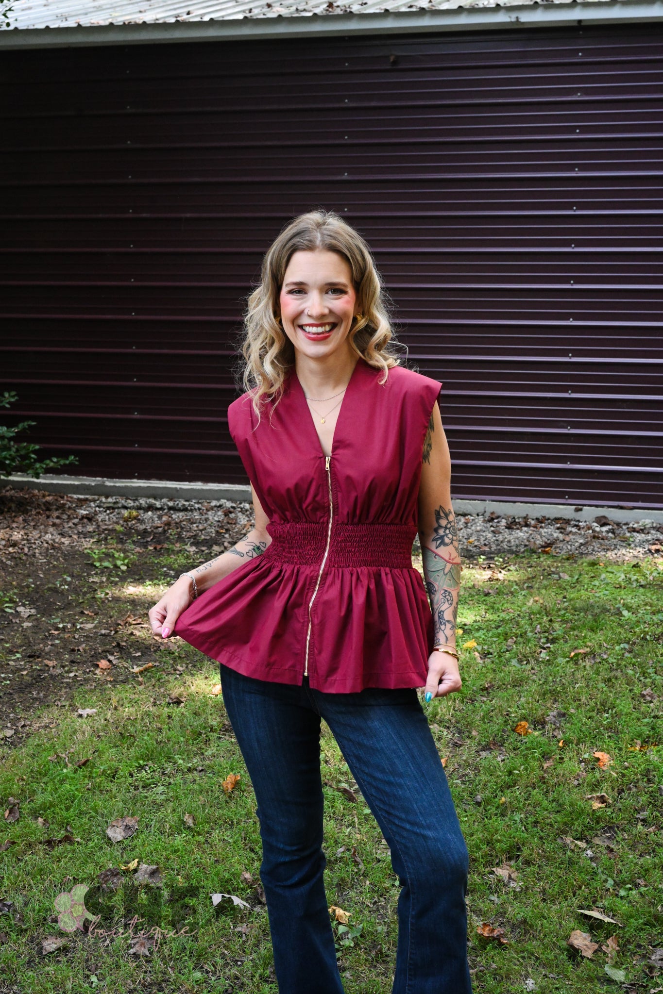 Monica Wine Zip Top - She Chester