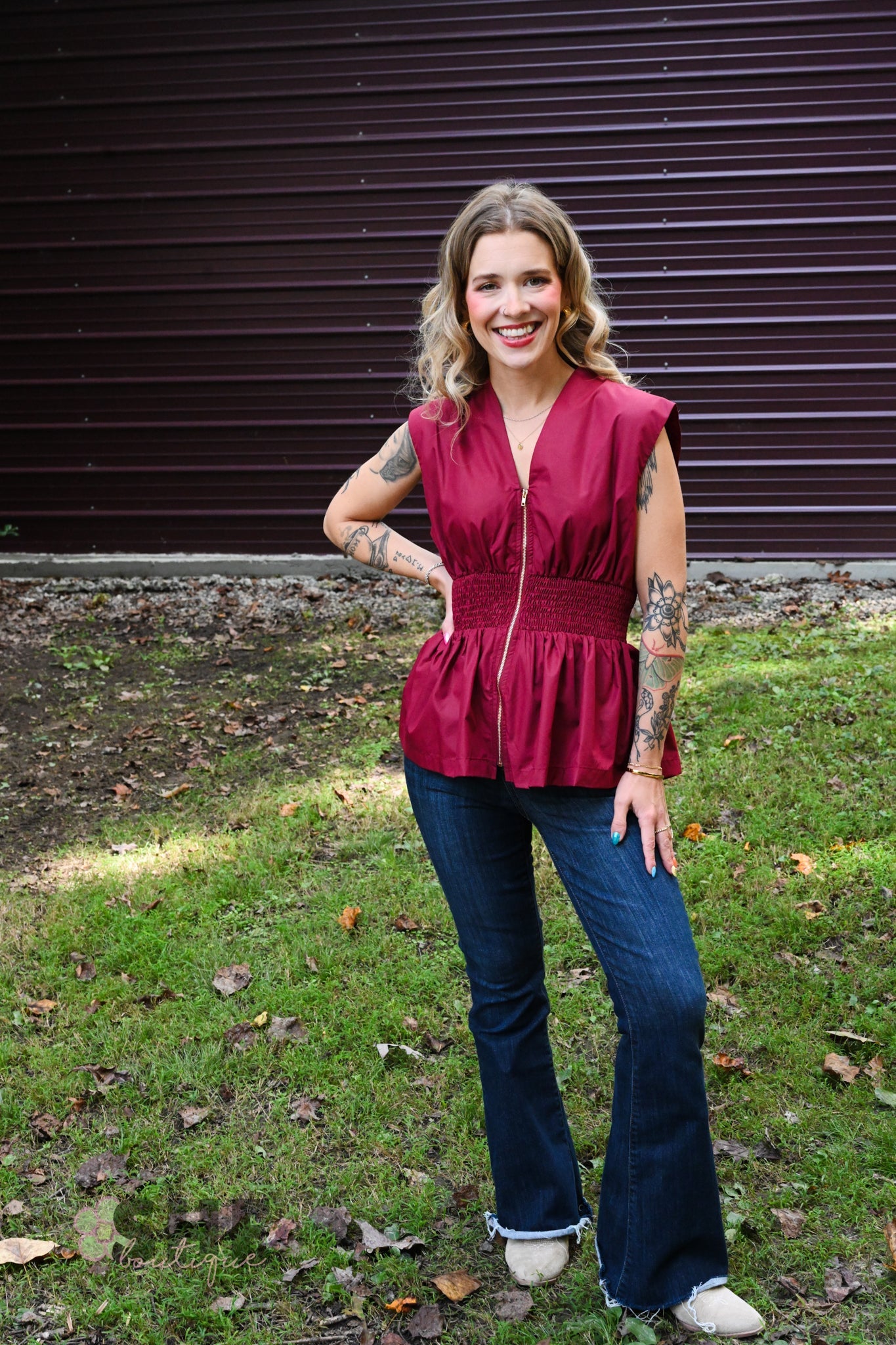 Monica Wine Zip Top - She Chester
