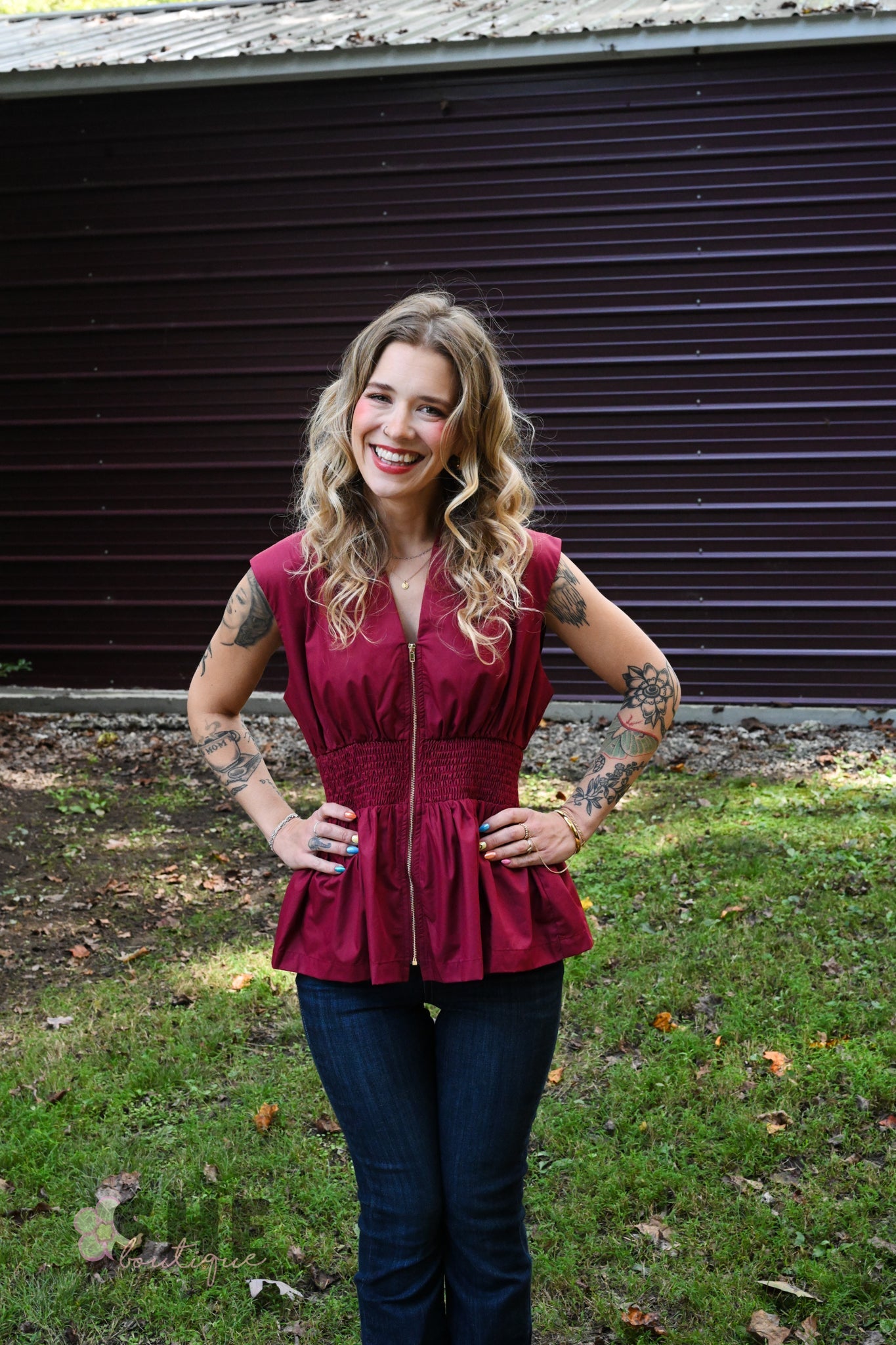 Monica Wine Zip Top - She Chester