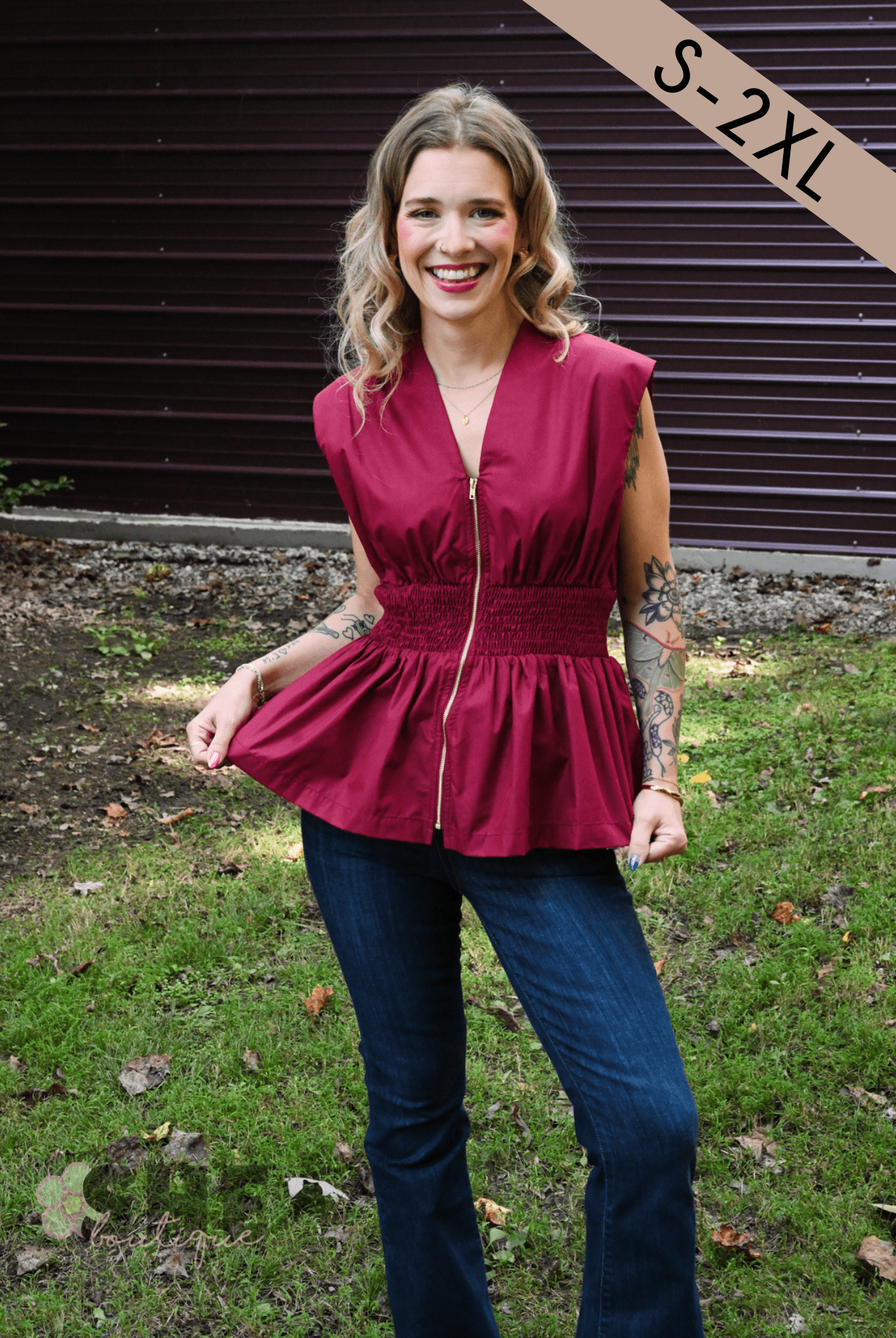 Monica Wine Zip Top - She Chester