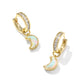 MOON HUGGIE EARRINGS GOLD WHITE MIX - She Chester
