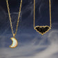 MOON SHORT PENDANT NECKLACE GOLD WHITE OPALESCENT RESIN - She Chester