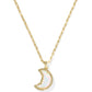 MOON SHORT PENDANT NECKLACE GOLD WHITE OPALESCENT RESIN - She Chester