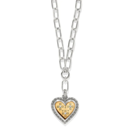 Mosaic Heart Two Tone Necklace - JM7612 - She Chester