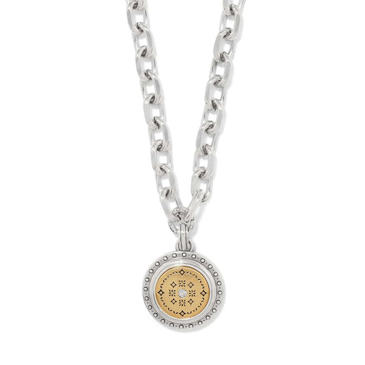 Mosaic Round Two Tone Pendant Necklace JM7713 - She Chester