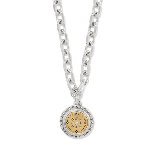 Mosaic Round Two Tone Pendant Necklace JM7713