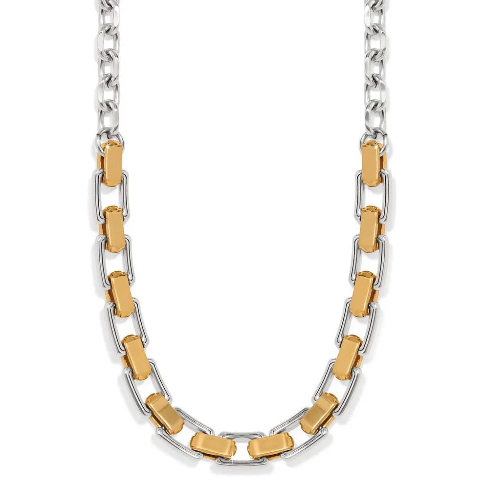 Mosaic Two Tone Links Necklace JM7653 - She Chester