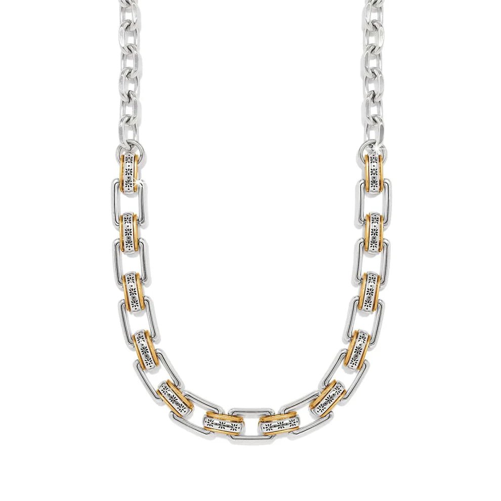 Mosaic Two Tone Links Necklace JM7653 - She Chester