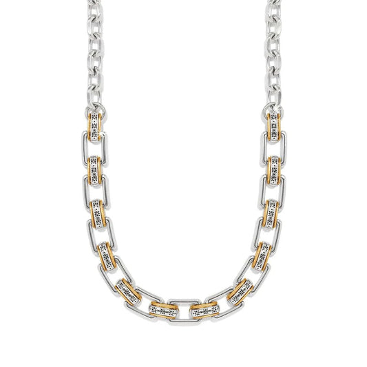 Mosaic Two Tone Links Necklace JM7653 - She Chester