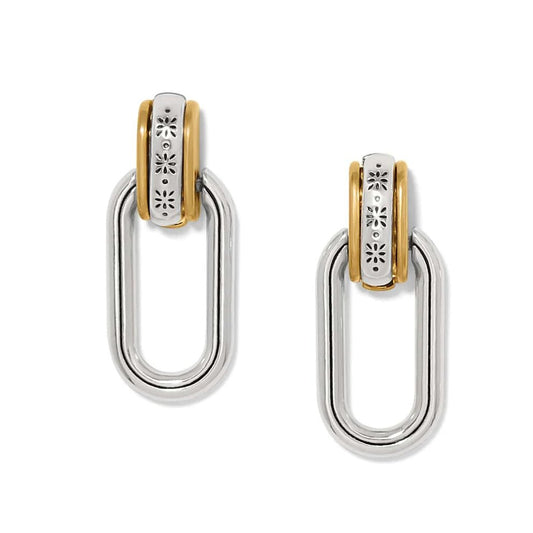 Mosaic Two Tone Links Post Drop Earrings JA0069 - She Chester