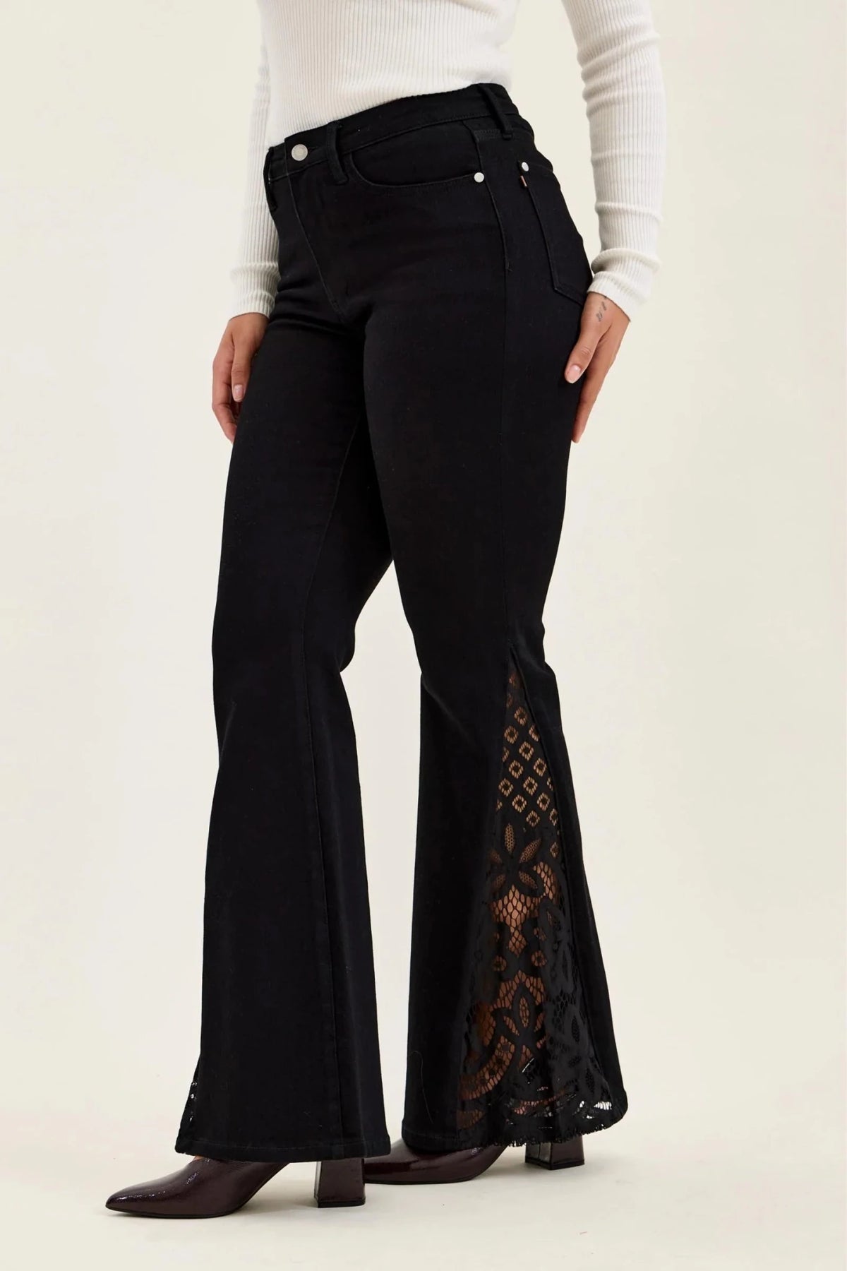 MR Black Lace Hem Jean - She Chester