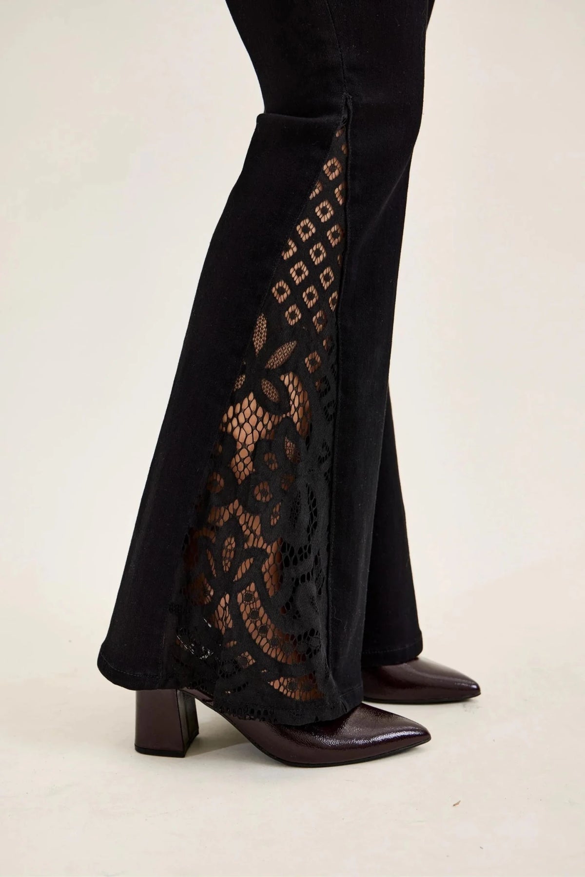MR Black Lace Hem Jean - She Chester
