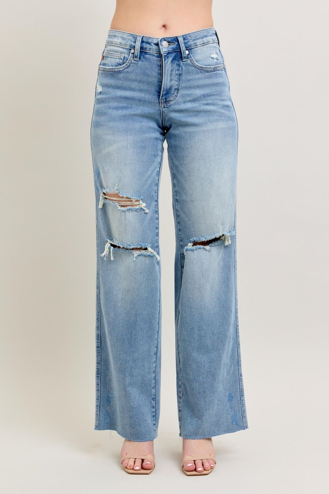 MR TC Light Wash Destroy Wide Leg 88933 - She Chester