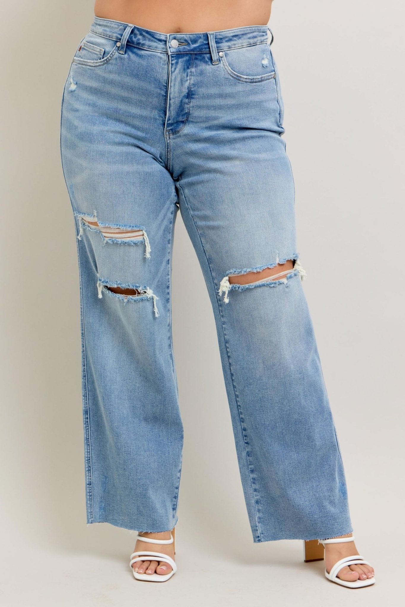 MR TC Light Wash Destroy Wide Leg 88933 - She Chester