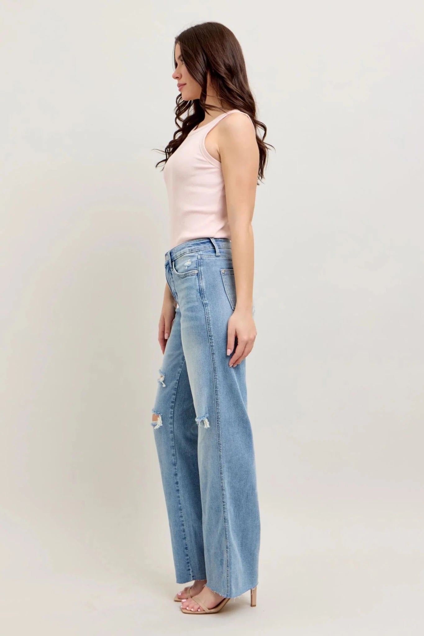 MR TC Light Wash Destroy Wide Leg 88933 - She Chester