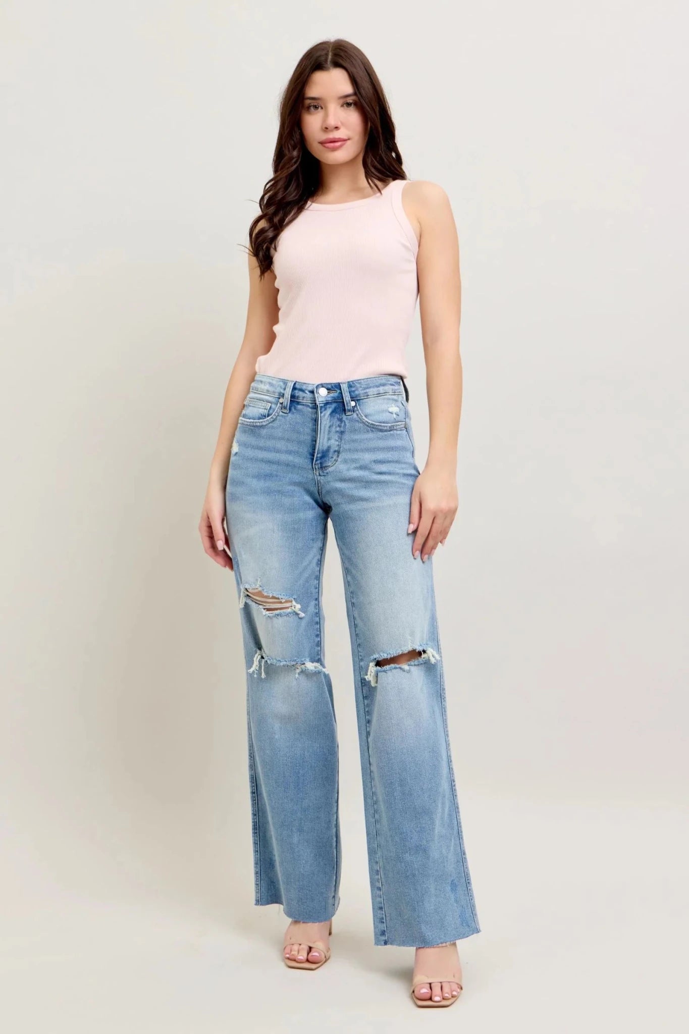 MR TC Light Wash Destroy Wide Leg 88933 - She Chester