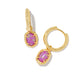 DAPHNE FRAMED HUGGIE EARRINGS IN GOLD MAGENTA KYOCERA OPAL