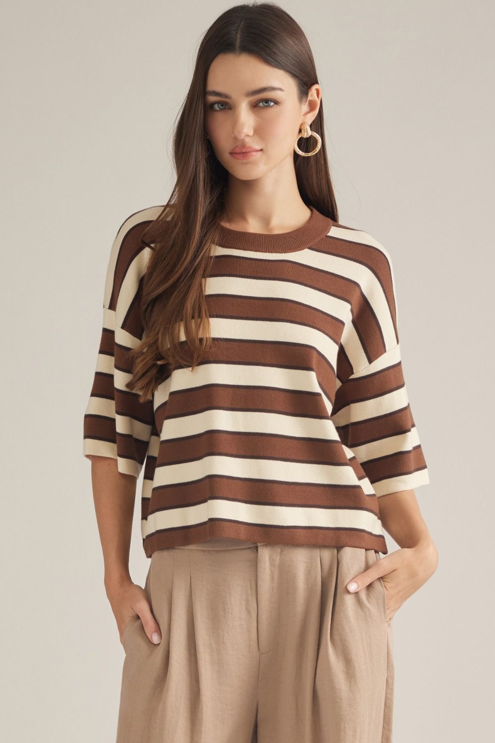 Nantucket Brown Striped Top - She Chester