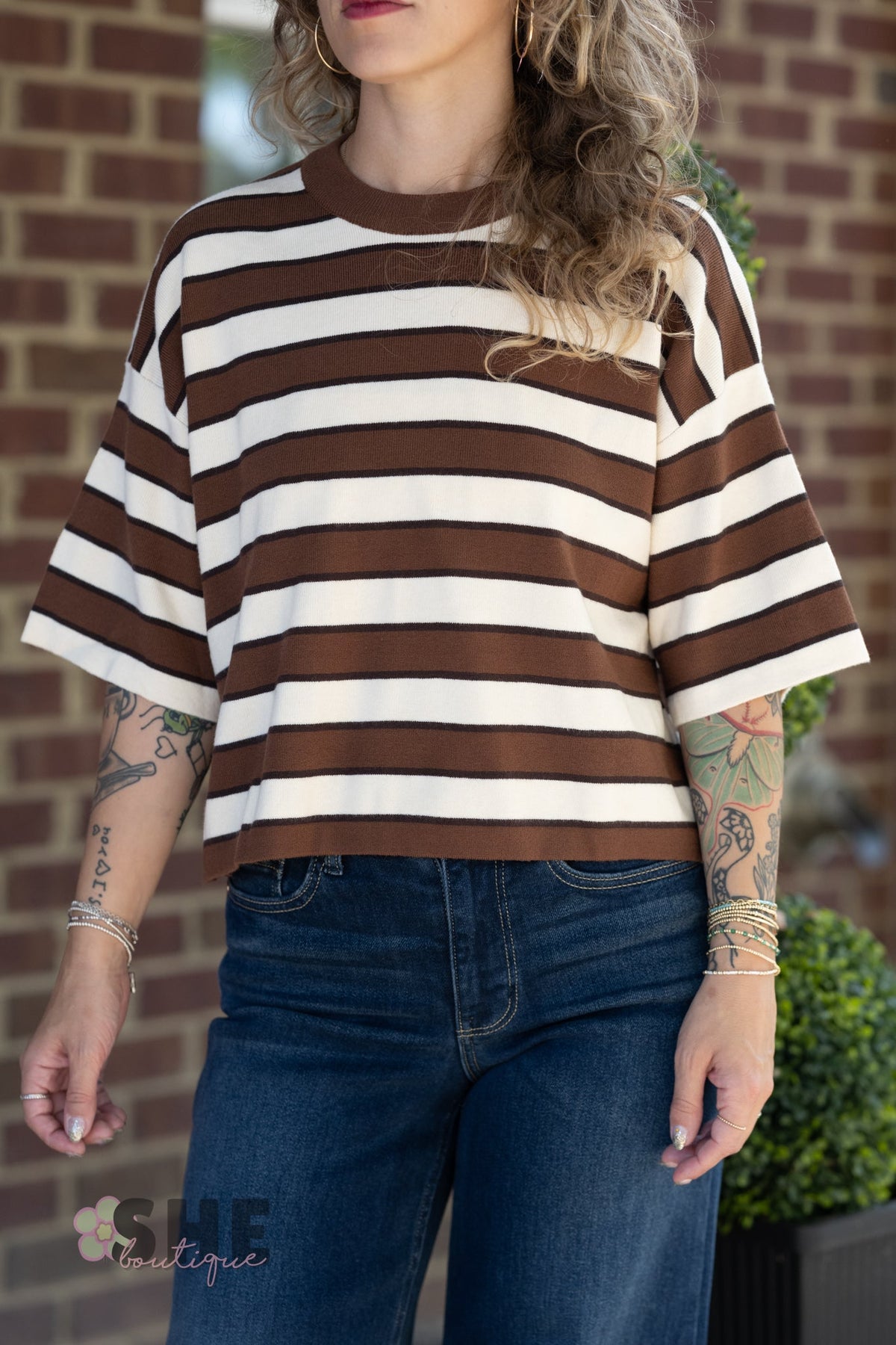 Nantucket Brown Striped Top - She Chester