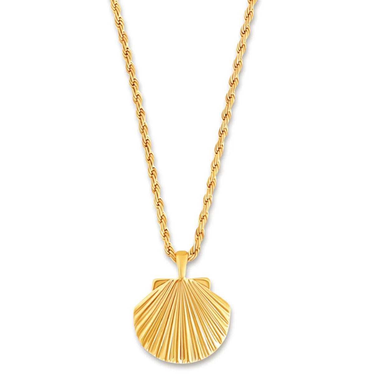 Natalia Gold Oversized Shell Pendant Necklace - She Chester